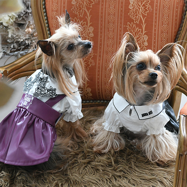 【パピー・超小型犬用】ANNA SUI（アナ スイ）フェイクレザープリーツワンピース